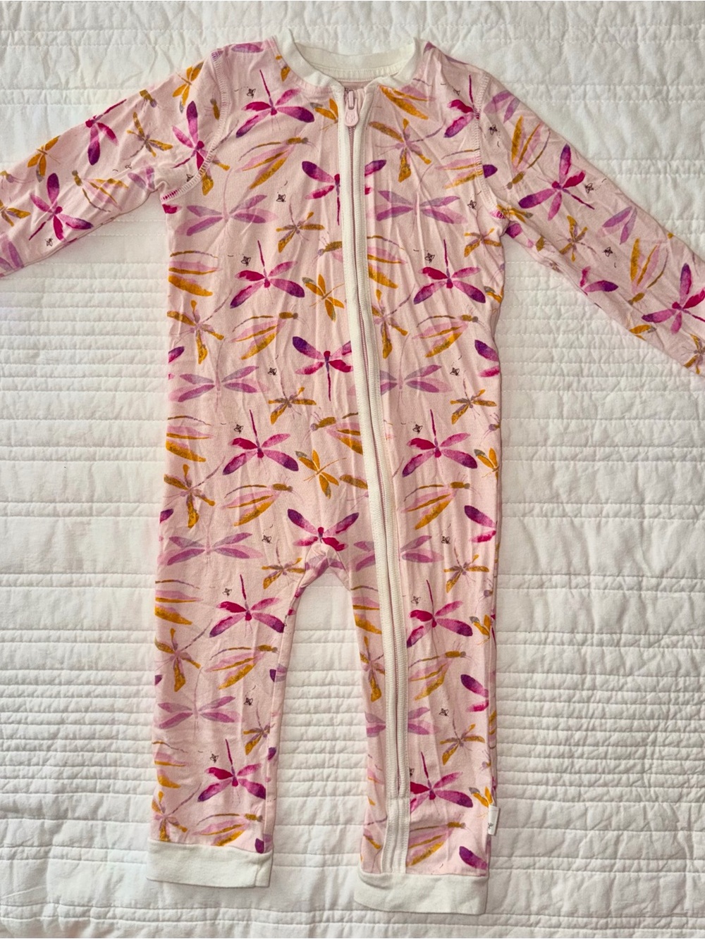 💕Burt’s Bees Baby 18M Pink Dragonfly Zip Pajamas